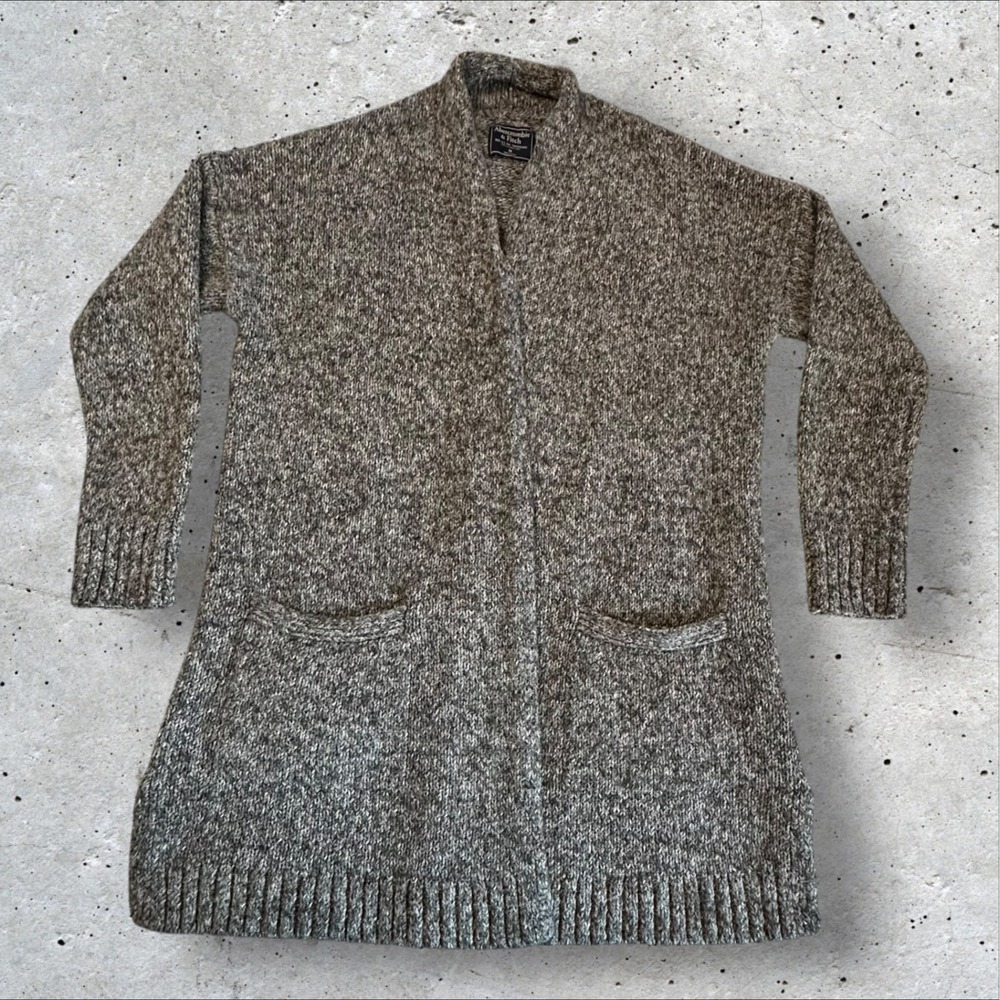Abercrombie & Fitch Cardigan‎ Sweater Womens Medium Open Front Gray 2 Pockets